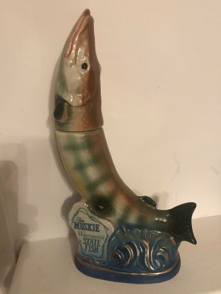 Jim Beam Bottle Decanter Wisconsin Muskie State Fish Vintage