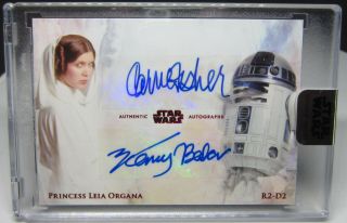 Carrie Fisher - Kenny Baker 2018 Star Wars Stellar Signatures Autograph Dual 1/1