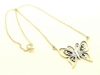 Vintage sterling silver necklace by Ortak large butterfly shape Scottish 1980 3