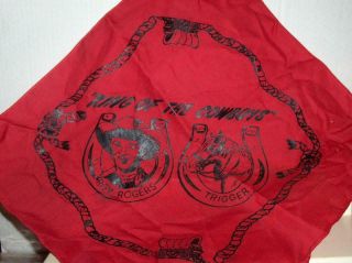 Vintage Trigger Roy Rogers King Of The Cowboys 1950’s Red Bandana Handkerchief