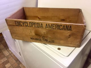 Antique Wooden Advertising Box " Encyclopedia Americana "
