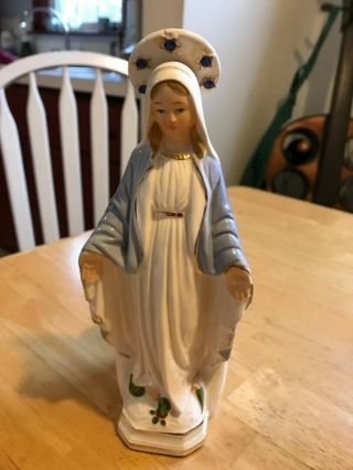 Vintage Ceramic Blessed Mother Virgin Mary ≈8.  5 Inch Tall Planter Vase