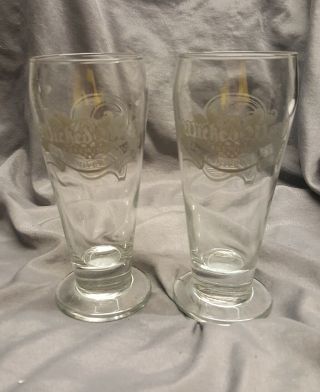 2 Vintage Etched Wicked Weed Brewing Company Pilsner Beer Glasses 2 Anniversary
