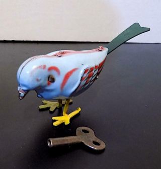 Vintage Tinplate Clockwork Pecking Bird Toy,  Made In England.