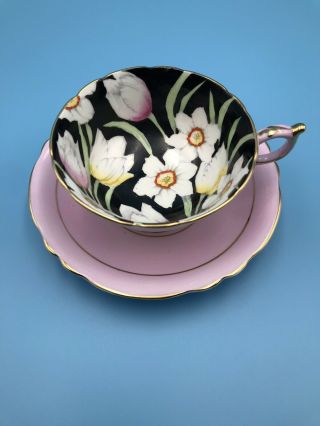 Rare Paragon Tea Cup & Saucer Set Hand Painted Tulips & Daffodils