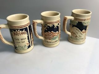 Set Of 3 German Decorative Mini Beer Steins/mugs 4 " Tall