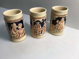Set of 3 German Decorative Mini Beer Steins/Mugs 4 