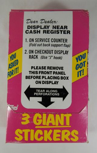 1986 Gpk Garbage Pail Kids Giant Stickers 1st Series Complete Box 36 - Packs
