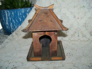 Rare Antique Cricket House Cage ? Wood Wooden Pagoda Vtg China ?