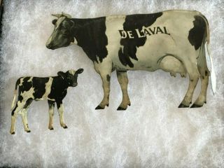 Vintage Advertising - De Laval Tin Cow & Calf - Holstein