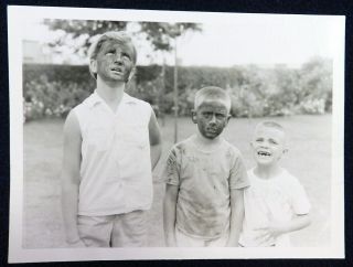 Vtg 1960s Lahore Pakistan Photo Snapshot Summer Day Mud Face Bored American Kids