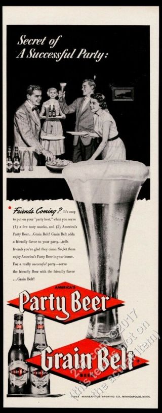 1953 Grain Belt Beer Bottle And Glass Photo Vintage Print Ad