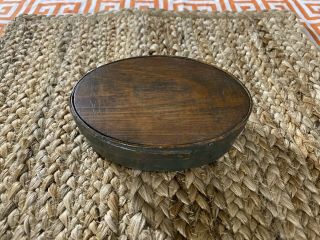 Rare Antique Shaker Bent Wooden Small 6” Oval Primitive Art Tramp Trinket Box