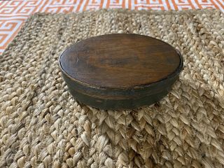 Rare antique shaker Bent Wooden small 6” oval primitive art tramp Trinket box 2