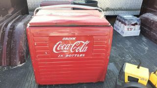 Vintage Drink Coca Cola In Bottles Coke Soda Pop Drink Metal Picnic Cooler Rare
