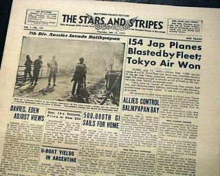 (6) Wwii 1945 Stars And Stripes World War Ii U.  S.  Military Old Newspapers