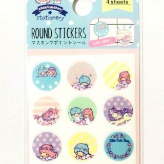 Sanrio Little Twin Stars Small Round Stickers 4 Sheets Diy Crafts Kawaii Japan
