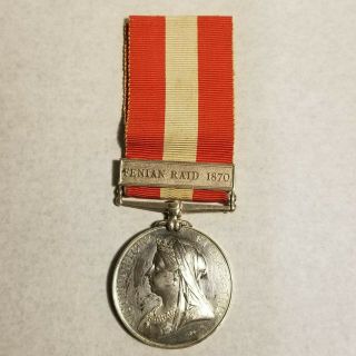 Canada Military General Service Fenian Raid 1870 Medal Major J.  Smyth Canadian