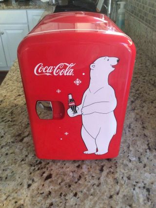 Coca Cola Polar Bear Mini Fridge Portable 6 - Can Refrigerator/warmer -