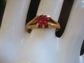 Estate Vintage 14k Yellow Gold Ruby Solitaire Ring Size 6.  25