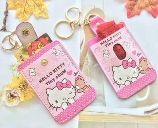 Cute Hello Kitty Pu Id Badge Card Holder Case Id Bag Pendant Key Ring Chain