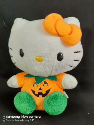 Ty Hello Kitty Beanie Babies Pumpkin Halloween Jack O Lantern Plush Doll 6 "