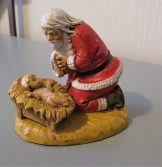 Vintage 1984 Fontanini Santa And Baby Jesus In Manger Christmas Figurine 598