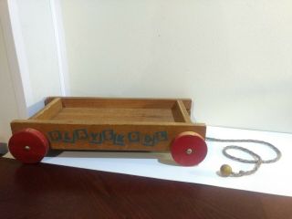 Vintage Playskool Wooden Block Pull Wagon Toy