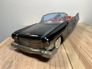 Vintage 1959 Tin Litho Cadillac Convertible Friction Tin Toy Car Bandai Japan