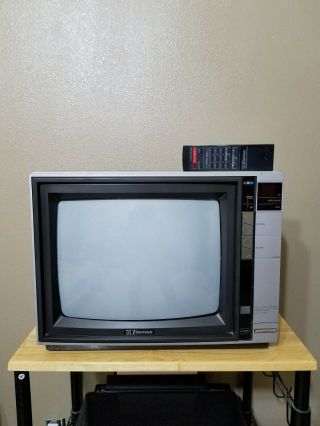 Vintage Emerson 13 " Ecr1350 Color Tv Remote Simulated Wood 1980 
