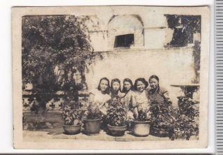 Chinese Girls Qipao Group Photo Mansion Dated 1949 China