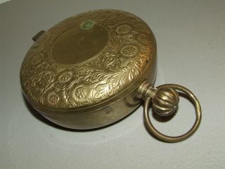 Antique Brass Art Deco Pocket Watch Style Lidded Trinket Dish