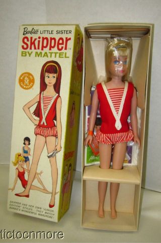 Vintage Barbie Sister Skipper Doll Blonde,  Box & Hand Tag Nrfb Creamy Great