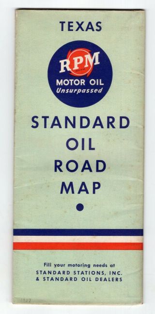1937 Standard Oil Road Map Of Texas