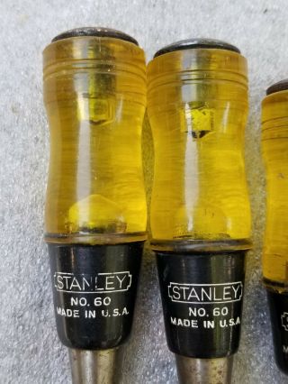 Vintage Stanley No.  60 Butt Chisel 4 pc Set,  1/4 
