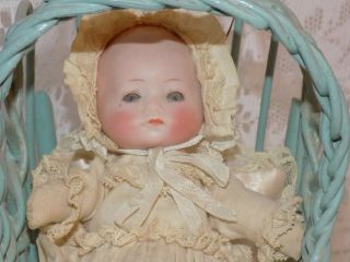 Antique German Armand Marseille Dream Baby Doll With Cradle