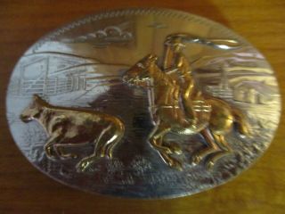 Vintage Comstock German Silver Silversmith Buckle Rodeo Rope Calf