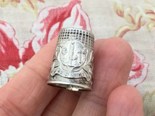 Pretty Antique Solid Silver Thimble Religious Sewing Accessory Hallmarked