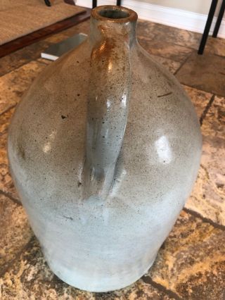 Antique Primitive Stoneware Salt Glazed Crock Jug 5 Gallon Handle (Murf) 3