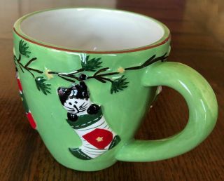 Oneida Christmas Kitty Cats In Stockings Earthenware Coffee Cup/mug 16 Oz