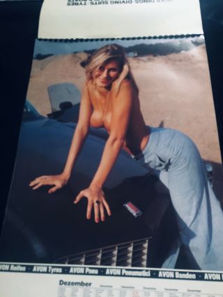 Vintage Advertising Calendar 1983 Nude Pin Up Girl Full 12 Month Avon Tire.
