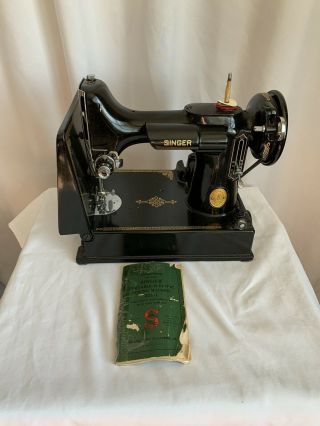 Vintage Singer Featherweight 221 - 1 Sewing Machine,  W/case And Instructions Book
