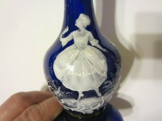 Vintage Mary Gregory Cameo Cobalt Blue Glass Vase Highly Detailed NR 2