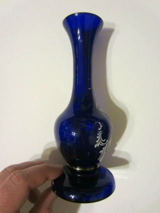 Vintage Mary Gregory Cameo Cobalt Blue Glass Vase Highly Detailed NR 3
