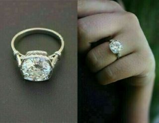 Vintage Art Deco 2.  25ct Diamond Unique Engagement Wedding Ring 14k White Gold Fn