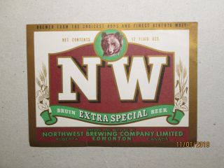 Vintage Canadian Beer Label - Northwest Brewing Co - Nw Extra Special