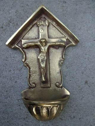 Vintage German Brass Holy Water Font Jesus Christ,  Solid Quality,  Piece
