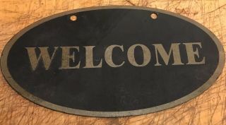 Vintage Metal Oval Welcome Sign (2 Sided) For Garden Door Gate Fence Wall 8.  5”