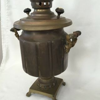 ANTIQUE BRASS COPPER SAMOVAR WITH KETTLE MARKED 3