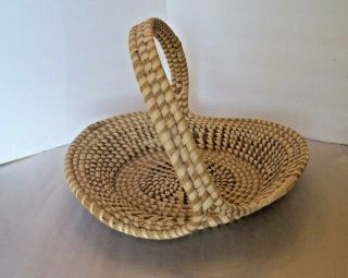 Vintage Large Gullah Sweetgrass Basket With Handle Charleston,  Sc